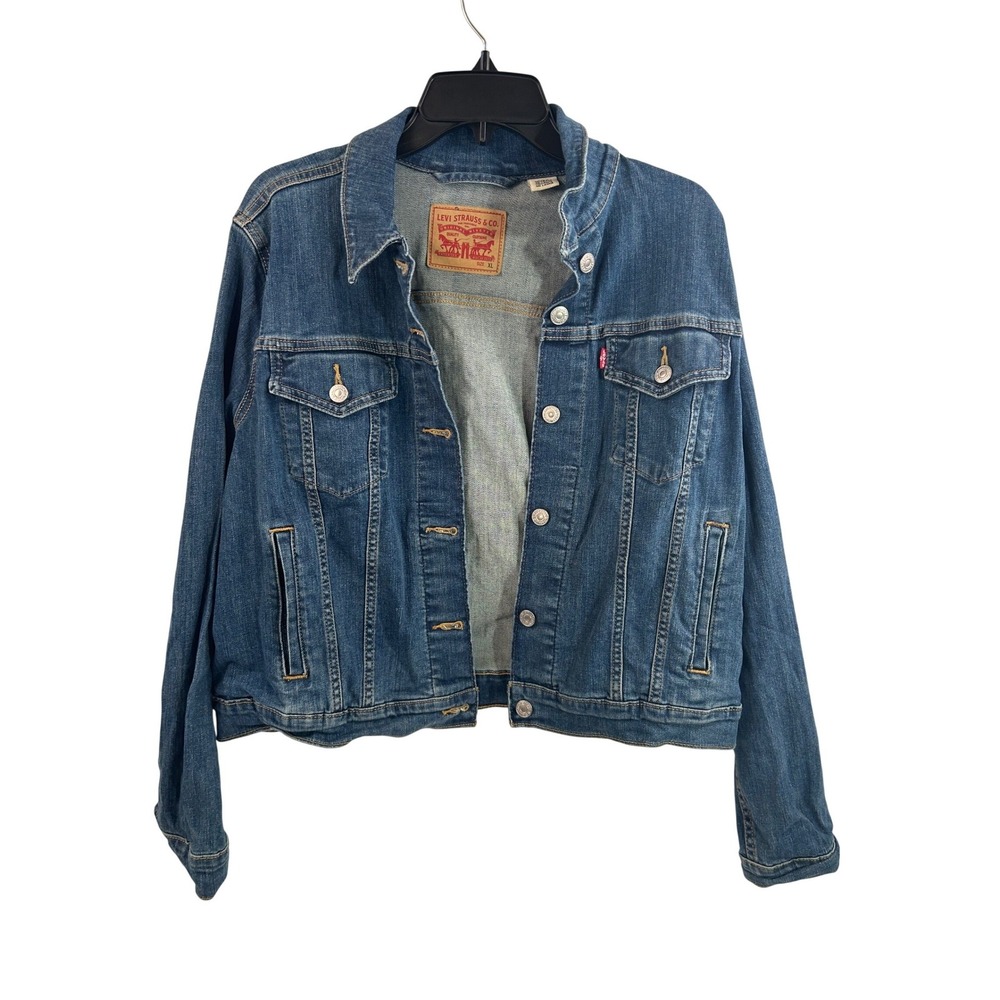 Levi's Denim Trucker Jacket XL Blue Button Front Classic Jean Coat Womens